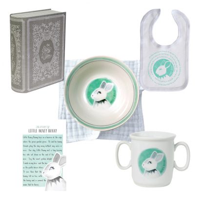 Salisbury Story of You Cup Plate Bowl Bib and Teether Set Bunny