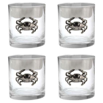 Blue Crab Old Fashioned set of 4
