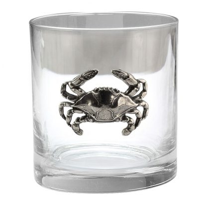 Blue Crab Old Fashioned Glass