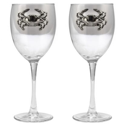 Blue Crab Wine Glasses set of 2